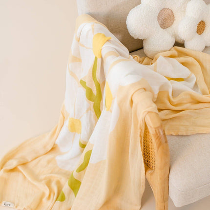 Kiin Baby Organic Muslin Swaddle - Fleur (Limited Edition): Fleur - Umber