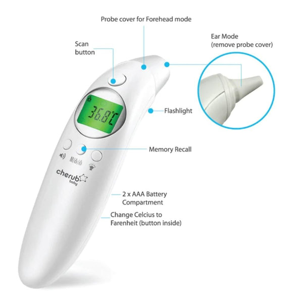 Cherub Baby 4 in 1 Infrared Digital Ear & Forehead Thermometer V2--Hello-Charlie