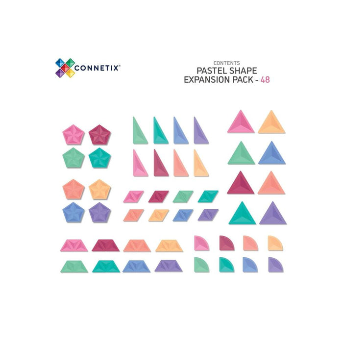 Connetix Expansion Pack 48 Pcs Magnetic Tile Shapes - Pastel-Hello-Charlie