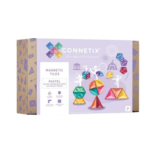 Connetix Expansion Pack 48 Pcs Magnetic Tile Shapes - Pastel - Hello Charlie