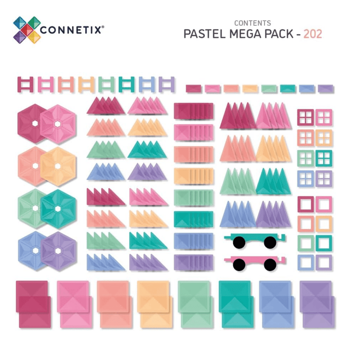 Connetix Mega Pack 202 Pcs Magnetic Tiles - Pastel - Hello Charlie