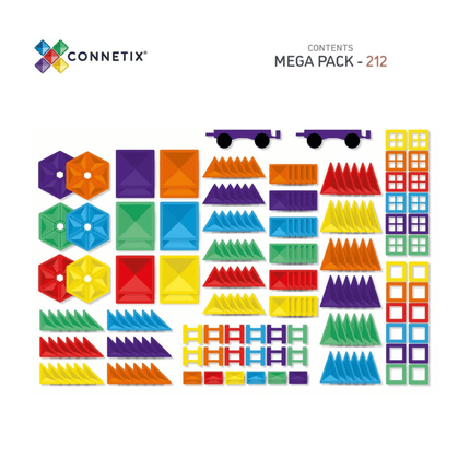 Connetix Mega Pack 212 Pcs Magnetic Tiles - Rainbow-Connetix-Hello Charlie