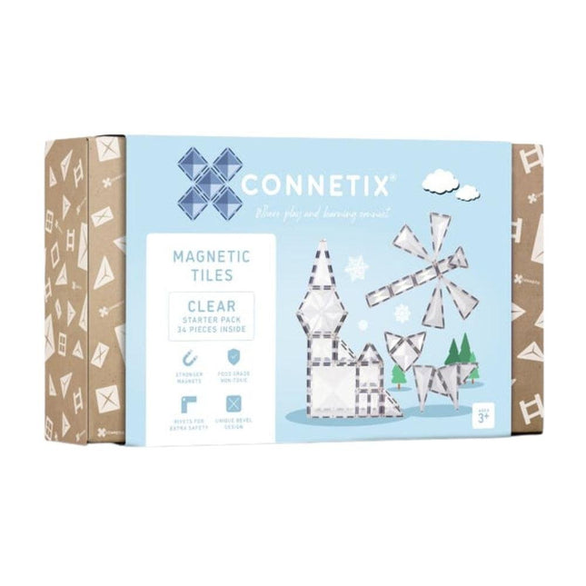 Connetix Starter Pack 34 Pcs Magnetic Tiles - Clear-Connetix-Hello Charlie