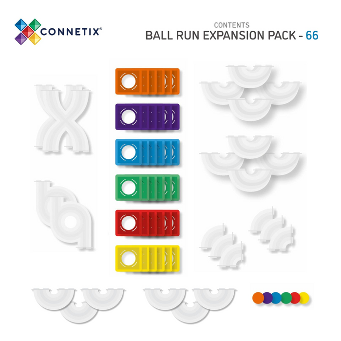 Connetix Tiles Ball Run Magnetic - 66 pcs Expansion Pack - Rainbow-Hello-Charlie