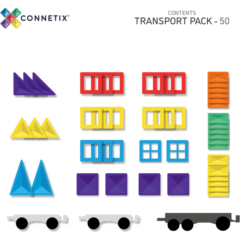Connetix Transport Pack 50 Pcs Magnetic Tiles - Rainbow-Connetix-Hello Charlie