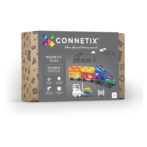 Connetix Transport Pack 50 Pcs Magnetic Tiles - Rainbow - Hello Charlie