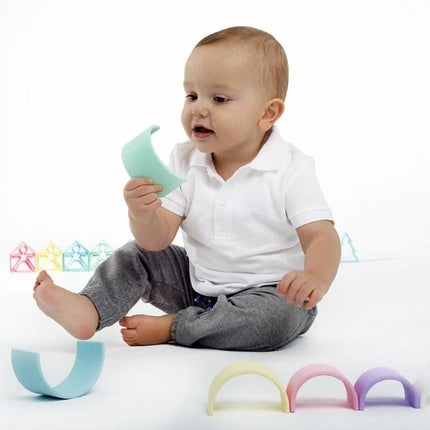 Dëna Toys Silicone Rainbow Stacking Toy - Pastel 12-Dena Toys-Hello Charlie