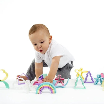 Dëna Toys Silicone Rainbow Stacking Toy - Pastel 12-Dena Toys-Hello Charlie