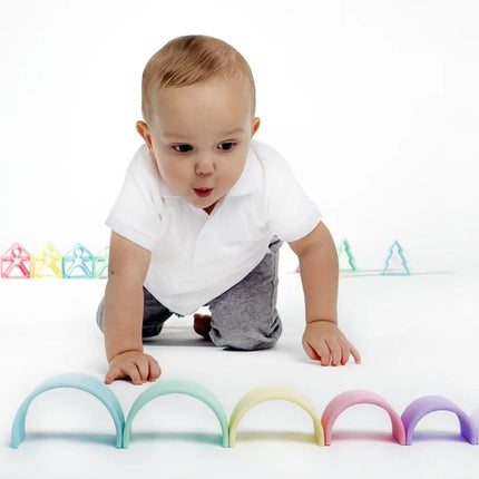 Dëna Toys Silicone Rainbow Stacking Toy - Pastel 12-Dena Toys-Hello Charlie