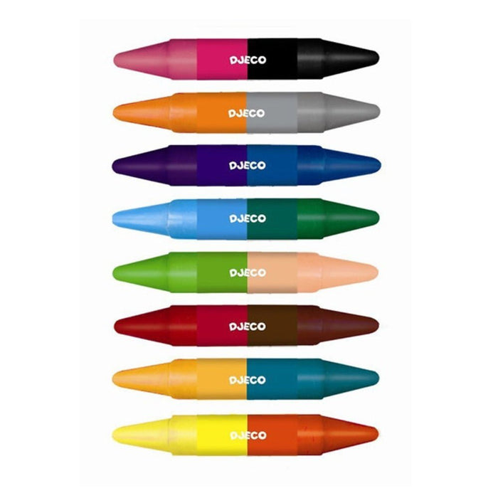 Djeco 8 Double Sided Twin Crayons - Hello Charlie