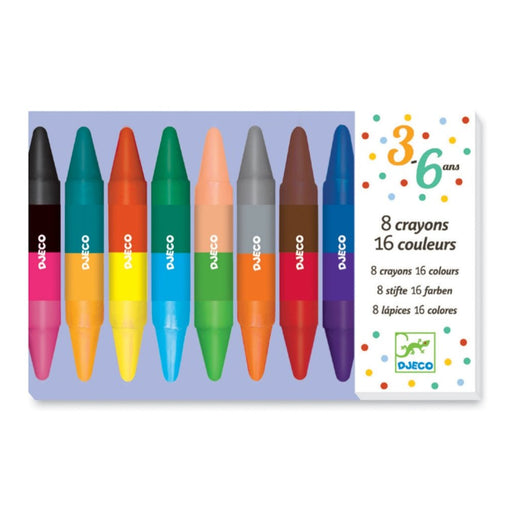 Djeco 8 Double Sided Twin Crayons - Hello Charlie