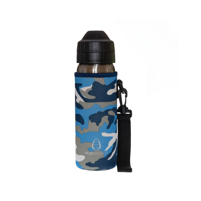 Ecococoon Large Drink Bottle Cover-Blue Camo-Hello-Charlie