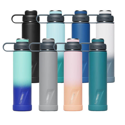 EcoVessel The Boulder TriMax Triple Insulated Water Bottle with Strainer - 700ml-EcoVessel-Black Shadow-Hello Charlie