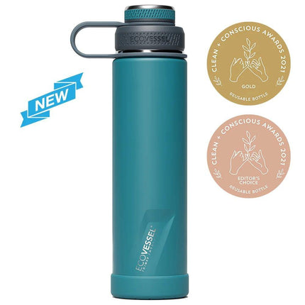EcoVessel The Boulder TriMax Triple Insulated Water Bottle with Strainer - 700ml-EcoVessel-Black Shadow-Hello Charlie