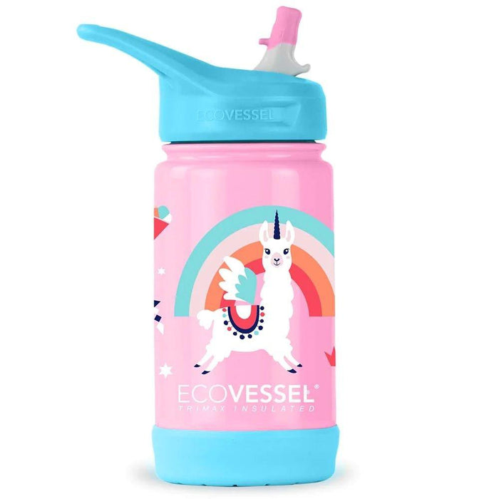 EcoVessel The Frost TriMax Kids Triple Insulated Water Bottle with Straw - 355ml-Llama-Hello-Charlie