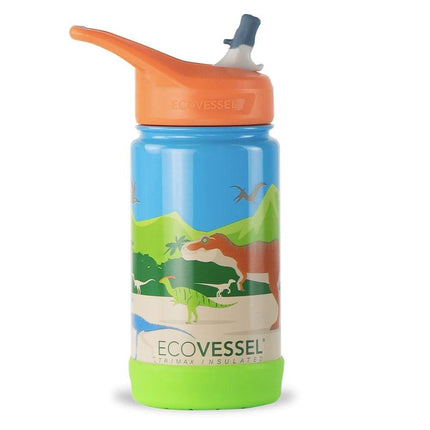 EcoVessel The Frost TriMax Kids Triple Insulated Water Bottle with Straw - 355ml-EcoVessel-Dinosour-Hello Charlie
