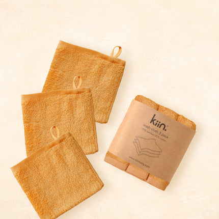 Kiin Baby Wash Cloths 3 Pack: Buttercup