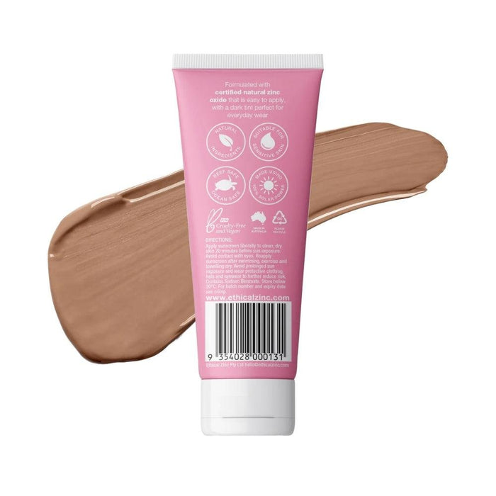 Ethical Zinc Daily Wear Tinted Zinc Sunscreen for Face SPF50+ - Dark - Hello Charlie