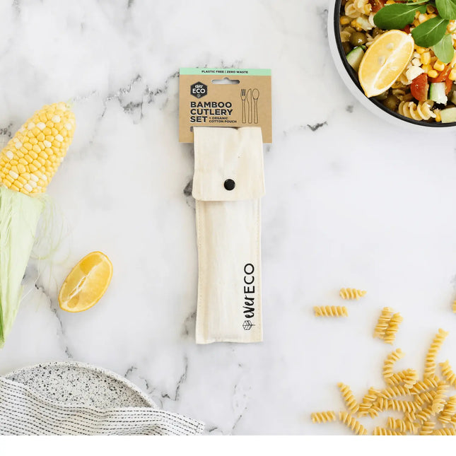 Ever Eco Bamboo Cutlery Set With Organic Cotton Pouch-Ever Eco-Hello Charlie