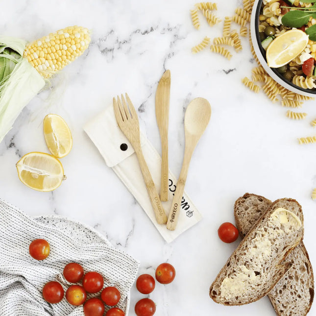 Ever Eco Bamboo Cutlery Set With Organic Cotton Pouch-Ever Eco-Hello Charlie
