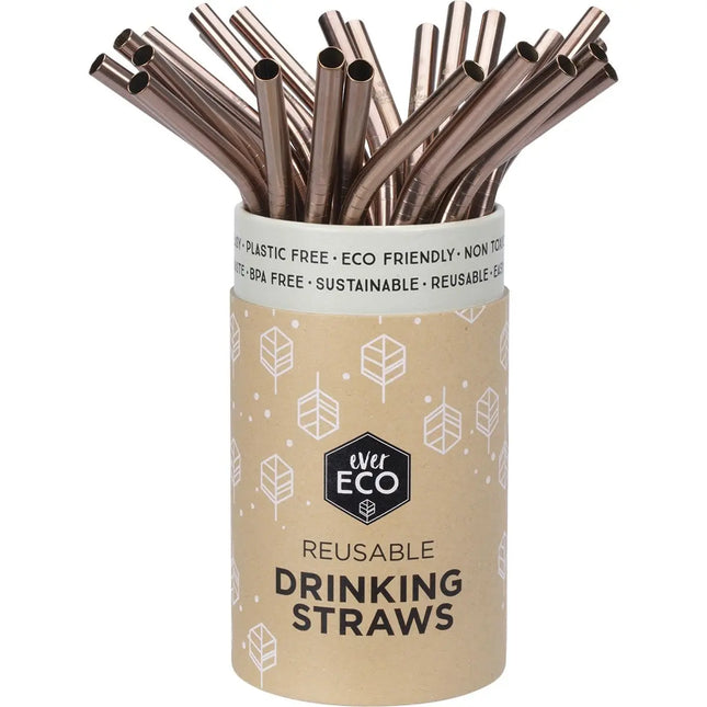 Ever Eco Stainless Steel Straw - Bent - Rose Gold - Single-Ever Eco-Hello Charlie