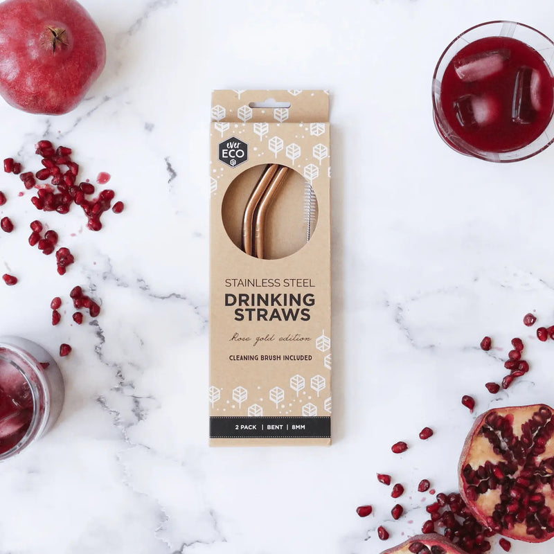 Ever Eco Stainless Steel Straw - Bent Rose-Ever Eco-Twin Pack-Hello Charlie