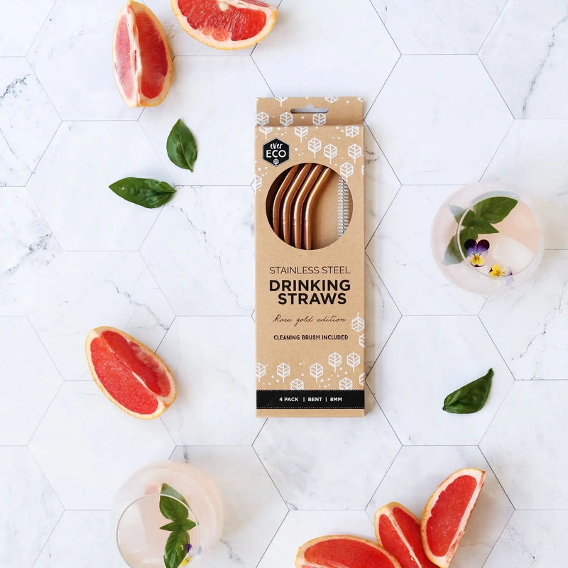 Ever Eco Stainless Steel Straw - Bent Rose-Ever Eco-Four Pack-Hello Charlie