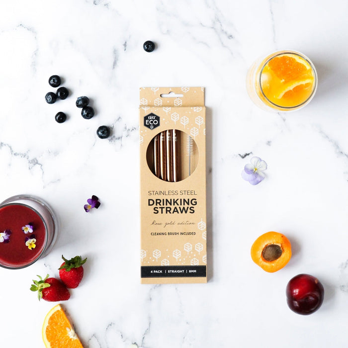 Ever Eco Stainless Steel Straw - Straight Rose - Hello Charlie