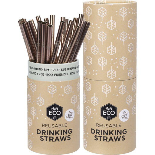 Ever Eco Stainless Steel Straws - Straight - Rose Gold - Hello Charlie