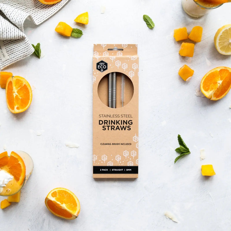 Ever Eco Stainless Steel Straws - Straight-Ever Eco-Twin Pack-Hello Charlie