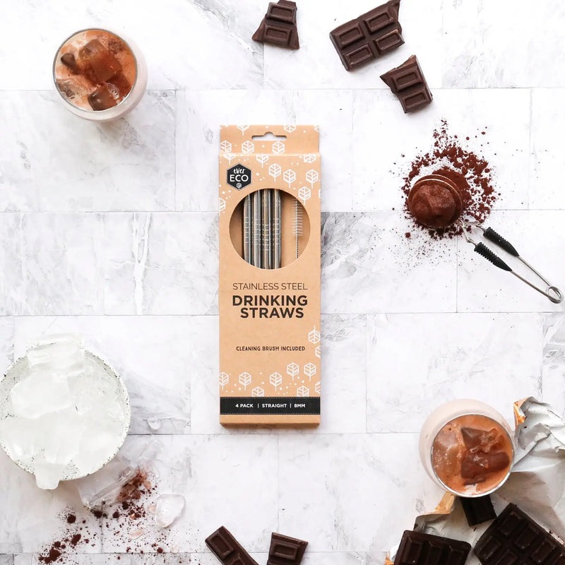 Ever Eco Stainless Steel Straws - Straight-Ever Eco-Four Pack-Hello Charlie