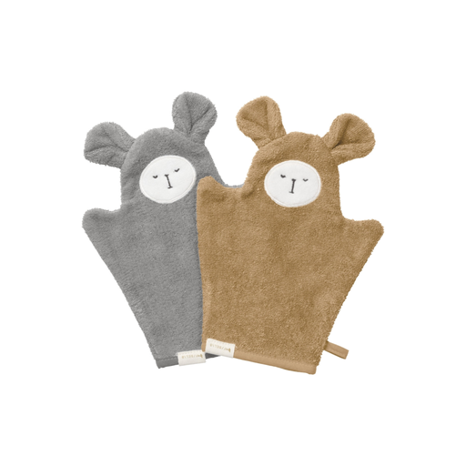 Fabelab Bathing Mitts Bear - 2 pack - Caramel Mix-Hello-Charlie