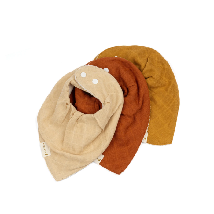 Fabelab Organic Cotton Bandana Bib - Ochre Mix - 3 Pack-Hello-Charlie