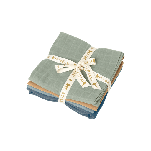 Fabelab Organic Cotton Muslin Cloths - Blue Spruce Mix - 4 Pack - Hello Charlie