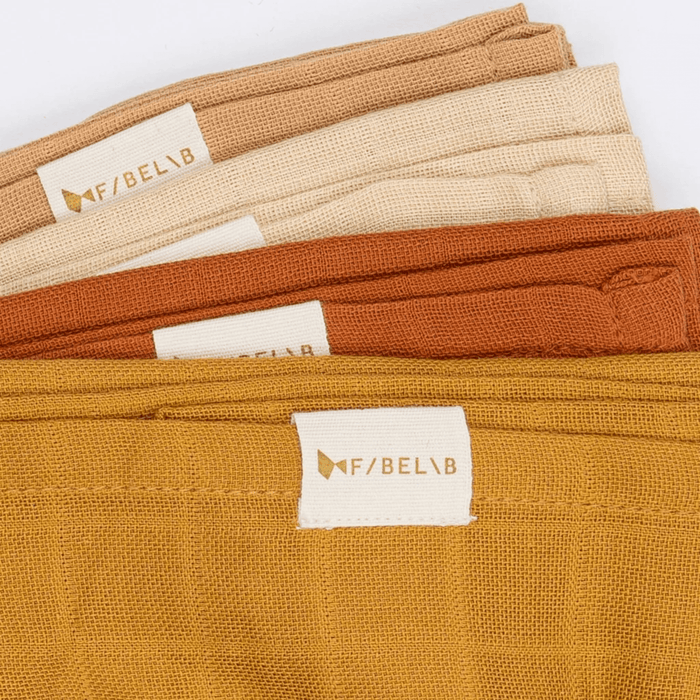 Fabelab Organic Cotton Muslin Cloths - Ochre Mix - 4 Pack-Hello-Charlie