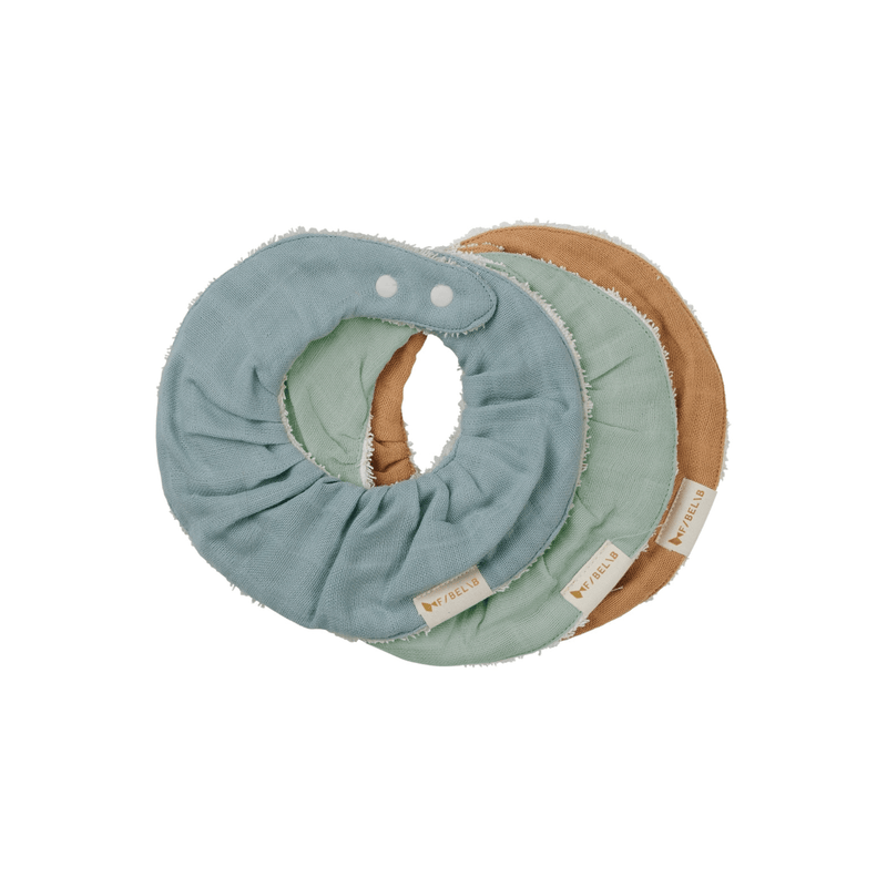 Fabelab Organic Cotton Ruffled Bib - 3 Pack-Fabelab-Cottage Blue-Hello Charlie