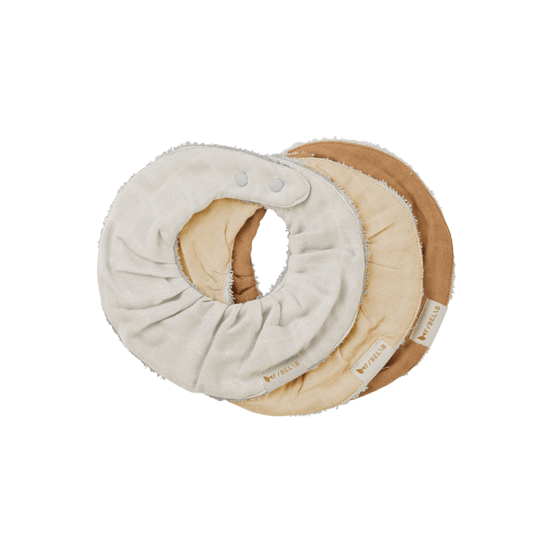 Fabelab Organic Cotton Ruffled Bib - 3 Pack-Fabelab-Wheat Mix-Hello Charlie