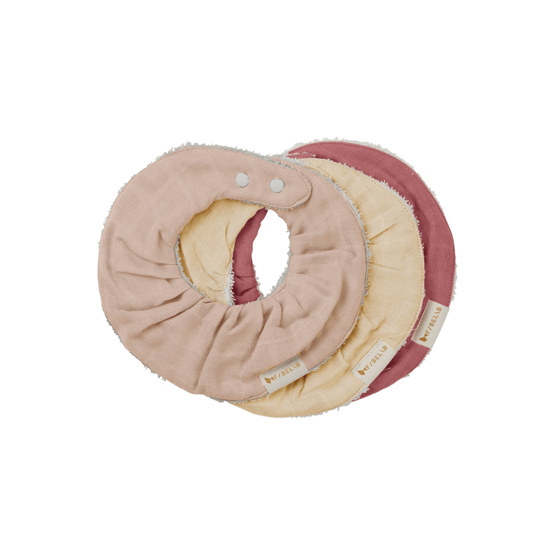 Fabelab Organic Cotton Ruffled Bib - 3 Pack-Fabelab-Dusty Rose-Hello Charlie