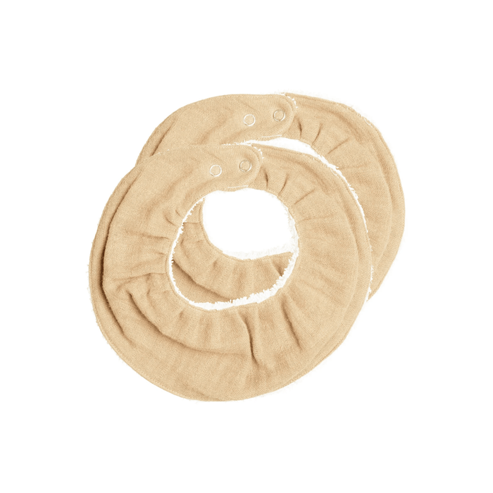 Fabelab Organic Cotton Ruffled Bib - Wheat - 2 Pack-Hello-Charlie