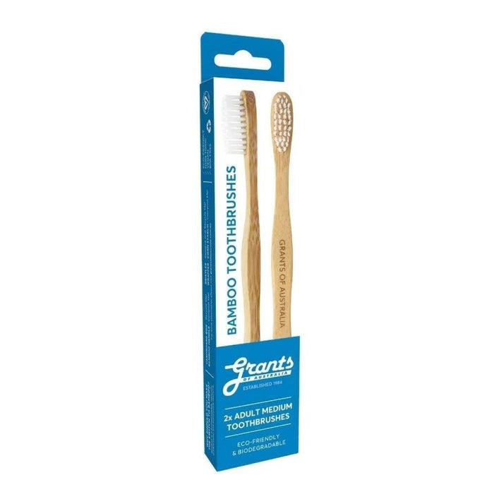 Grant's Adult Bamboo Toothbrush - Medium 2 Pack - Hello Charlie