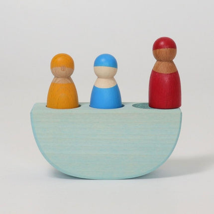 Grimm’s 3 In a Boat - Wooden Peg People & Toy Boat-Grimm's-Hello Charlie