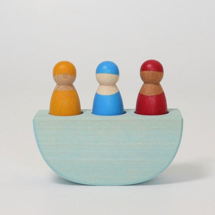 Grimm’s 3 In a Boat - Wooden Peg People & Toy Boat-Grimm's-Hello Charlie
