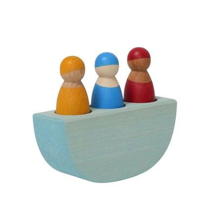 Grimm’s 3 In a Boat - Wooden Peg People & Toy Boat-Grimm's-Hello Charlie