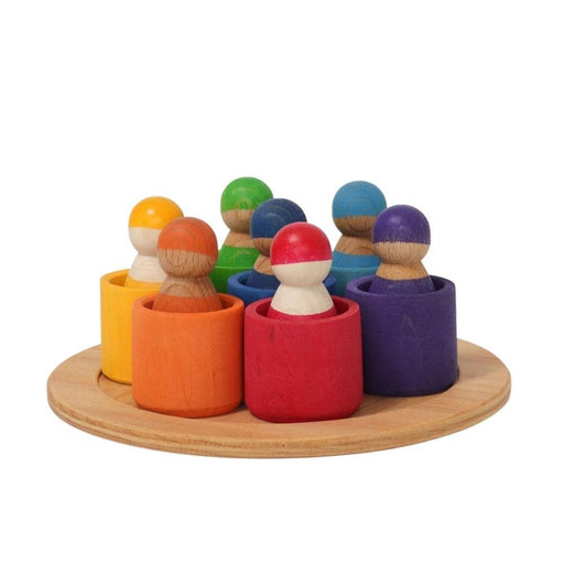 Grimm's 7 Friends in Bowls - Stacking & Colour Sorting Toy - Hello Charlie