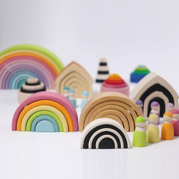 Grimm's Wooden Pastel Rainbow Stacking Toy - Large - Hello Charlie