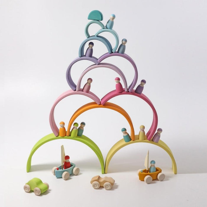 Grimm's Wooden Pastel Rainbow Stacking Toy - Large - Hello Charlie