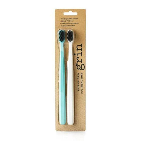 Grin Charcoal Infused Biodegradable Toothbrush - 2 Pack--Hello-Charlie