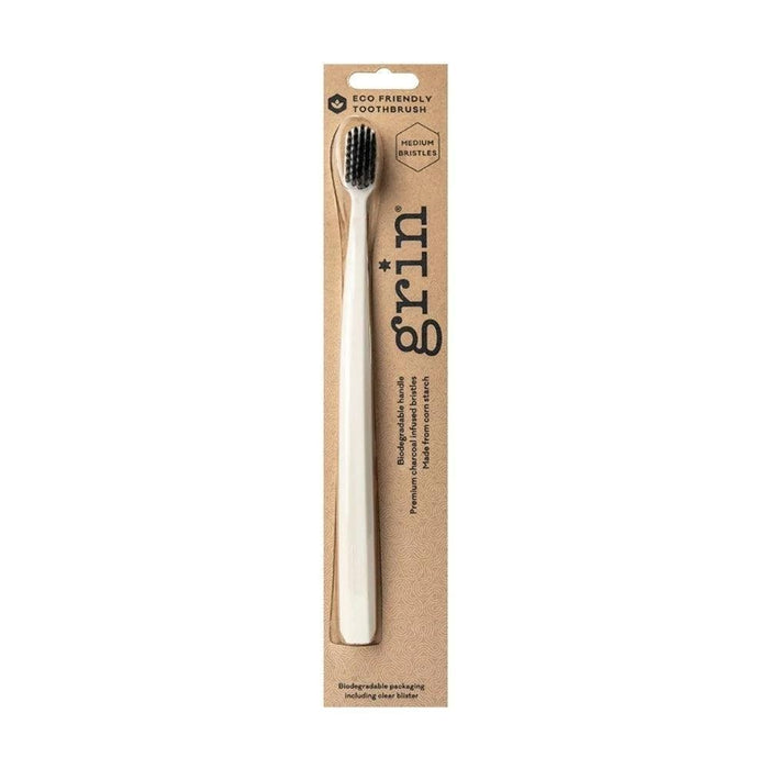 Grin Charcoal Infused Biodegradable Toothbrush - Ivory - Hello Charlie