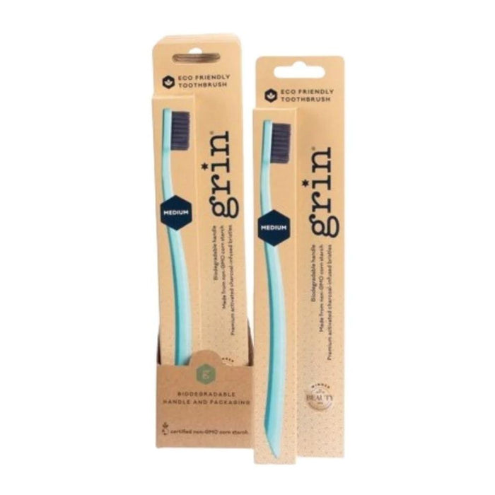 Grin Charcoal Infused Biodegradable Toothbrush - Mint - Hello Charlie