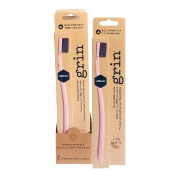 Grin Charcoal Infused Biodegradable Toothbrush - Rose--Hello-Charlie